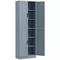 HOMCOM Garde-Manger de cuisine autoportant 170 cm, Armoire de rangement à 4 portes avec étagères réglables et portes