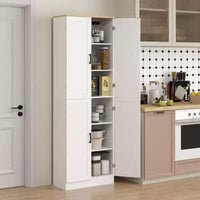 HOMCOM Garde-Manger de cuisine autoportant 170 cm, Armoire de rangement à 4 portes avec étagères réglables et portes