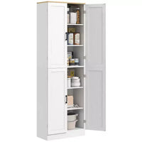 HOMCOM Garde-Manger de cuisine autoportant 170 cm, Armoire de rangement à 4 portes avec étagères réglables et portes