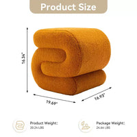 GDFStudio Mila 19.3 Ottoman/Repose-pieds Teddy en forme de S