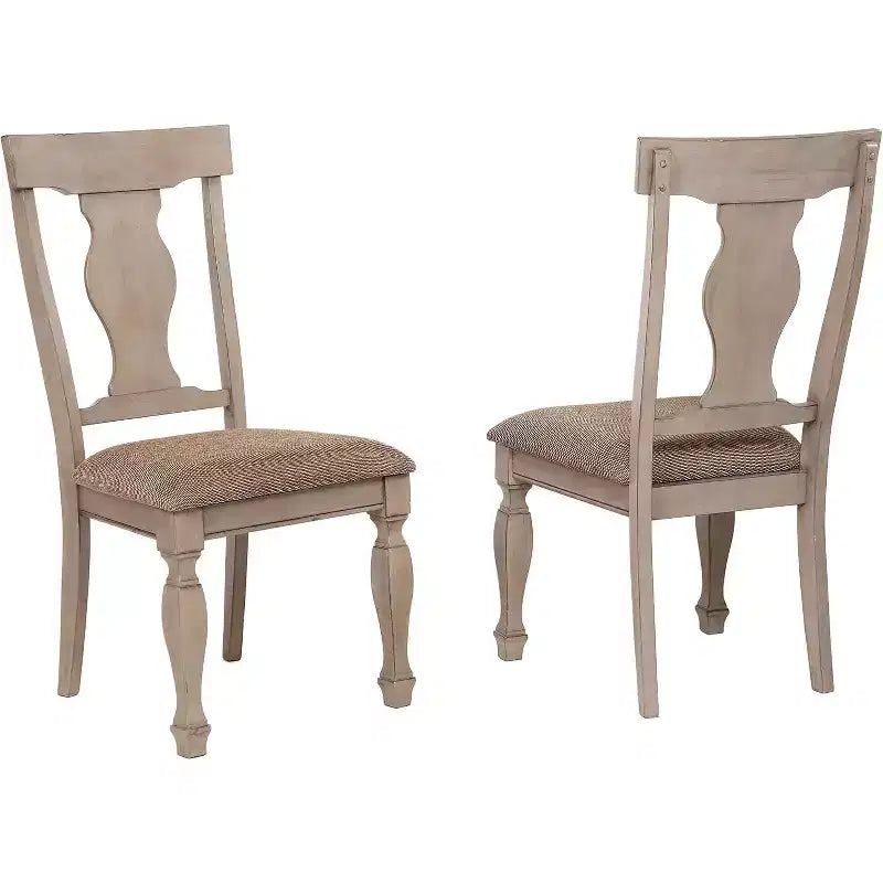 Kings Brand Almon chaises de salle à manger dînette rembourrées en bois bicolore brun, lot de 2