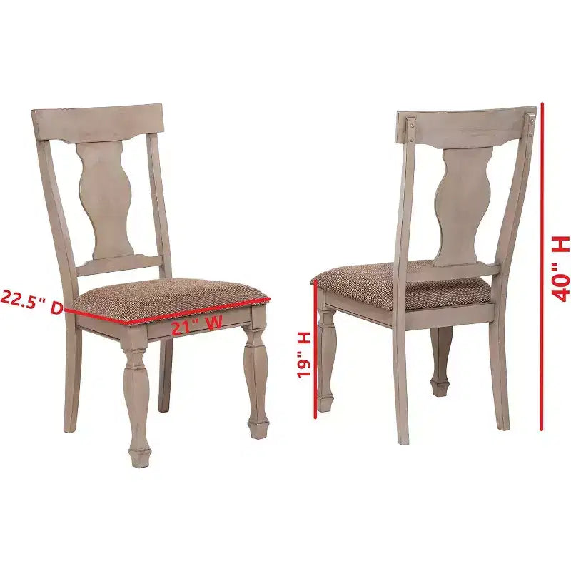 Kings Brand Almon chaises de salle à manger dînette rembourrées en bois bicolore brun, lot de 2