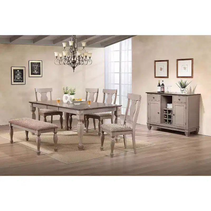 Kings Brand Almon chaises de salle à manger dînette rembourrées en bois bicolore brun, lot de 2