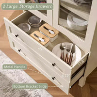 Garde-manger arqué haut 71 avec 2 tiroirs et étagères réglables et portes vitrées, armoire de rangement de cuisine Modern Farmhouse