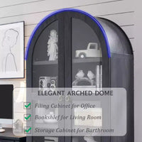 Garde-manger arqué haut 71 avec 2 tiroirs et étagères réglables et portes vitrées, armoire de rangement de cuisine Modern Farmhouse