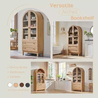 Garde-manger arqué haut 71 avec 2 tiroirs et étagères réglables et portes vitrées, armoire de rangement de cuisine Modern Farmhouse