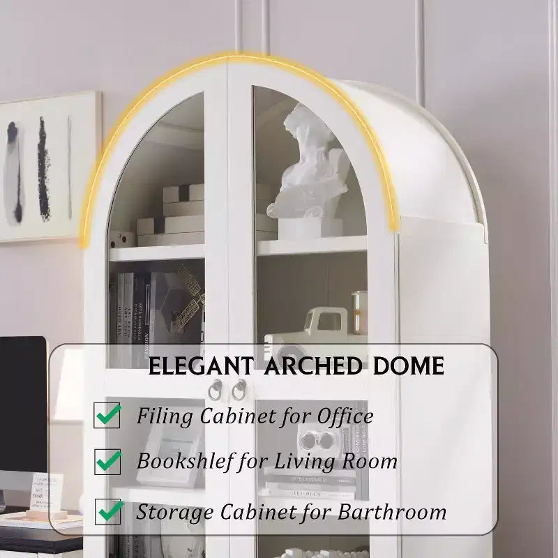 Garde-manger arqué haut 71 avec 2 tiroirs et étagères réglables et portes vitrées, armoire de rangement de cuisine Modern Farmhouse