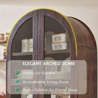 Garde-manger arqué haut 71 avec 2 tiroirs et étagères réglables et portes vitrées, armoire de rangement de cuisine Modern Farmhouse