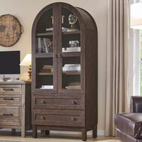 Garde-manger arqué haut 71 avec 2 tiroirs et étagères réglables et portes vitrées, armoire de rangement de cuisine Modern Farmhouse