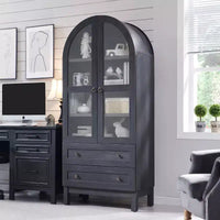 Garde-manger arqué haut 71 avec 2 tiroirs et étagères réglables et portes vitrées, armoire de rangement de cuisine Modern Farmhouse