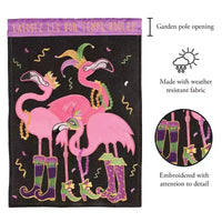 Magnolia Garden Laissez Les Bon Temps Rouler Flamants roses du Mardi Gras 13 x 18 pouces, drapeau de jardin en polyester