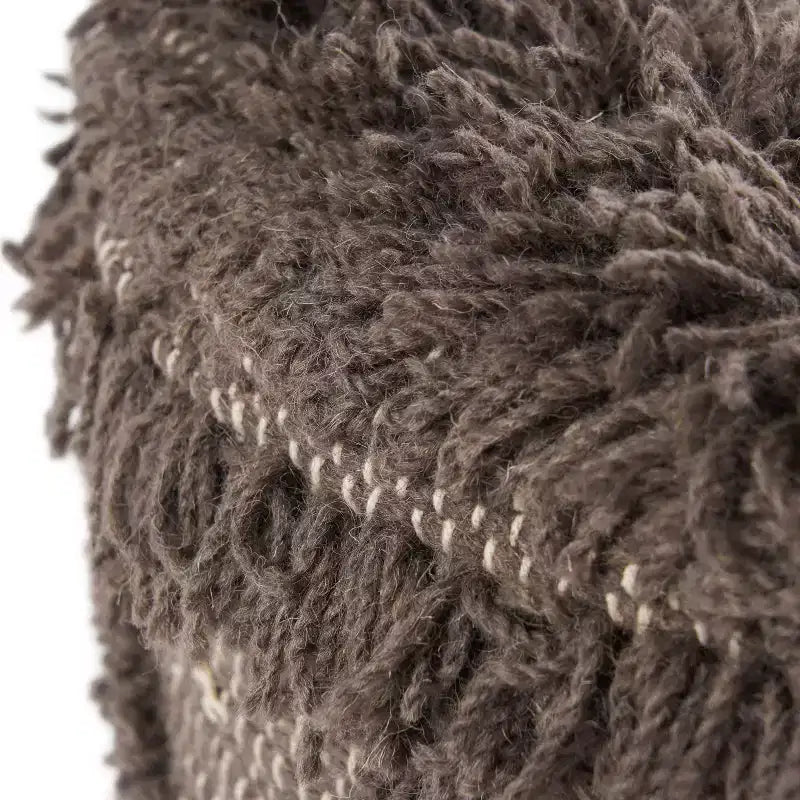 GDFStudio Edene pouf bohème fait main en tissu 16*16 avec accents métalliques, brun foncé