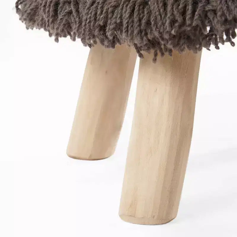 GDFStudio Edene pouf bohème fait main en tissu 16*16 avec accents métalliques, brun foncé