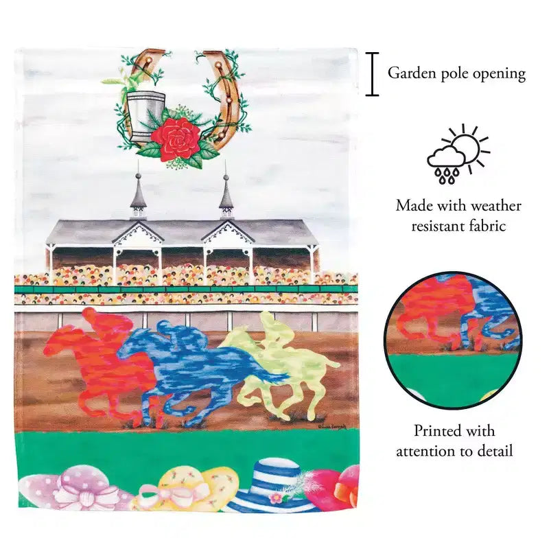 Drapeau de jardin en polyester 30 x 44 pouces Magnolia Garden Churchill Downs Derby Day