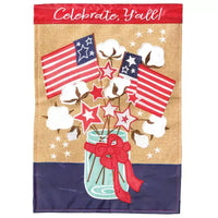 Drapeau de jardin en polyester Magnolia Garden Celebrate Y'all Patriotic Cotton Jar 29 x 42 pouces