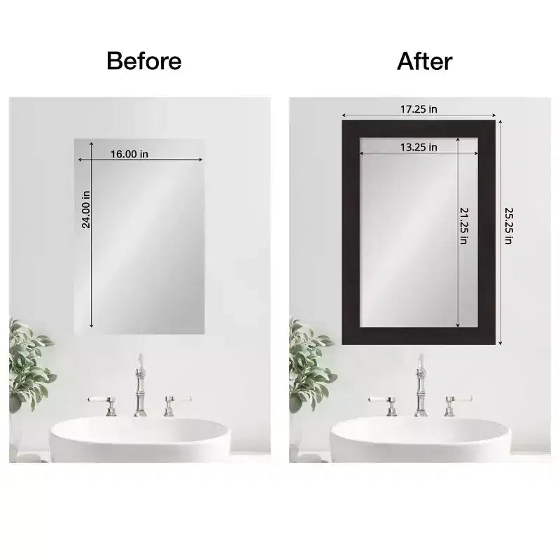 Amanti Art kit de cadre de bordure de miroir de relooking de salle de bain - cadre entièrement assemblé autocollant - miroir NON inclus - garniture Espresso Furniture