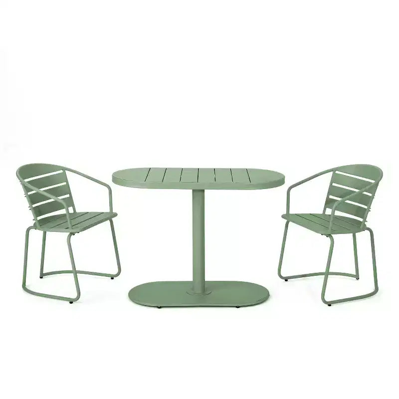 Christopher Knight Home Porto Ensemble bistrot moderne 3 pièces en fer avec table ovale d'extérieur