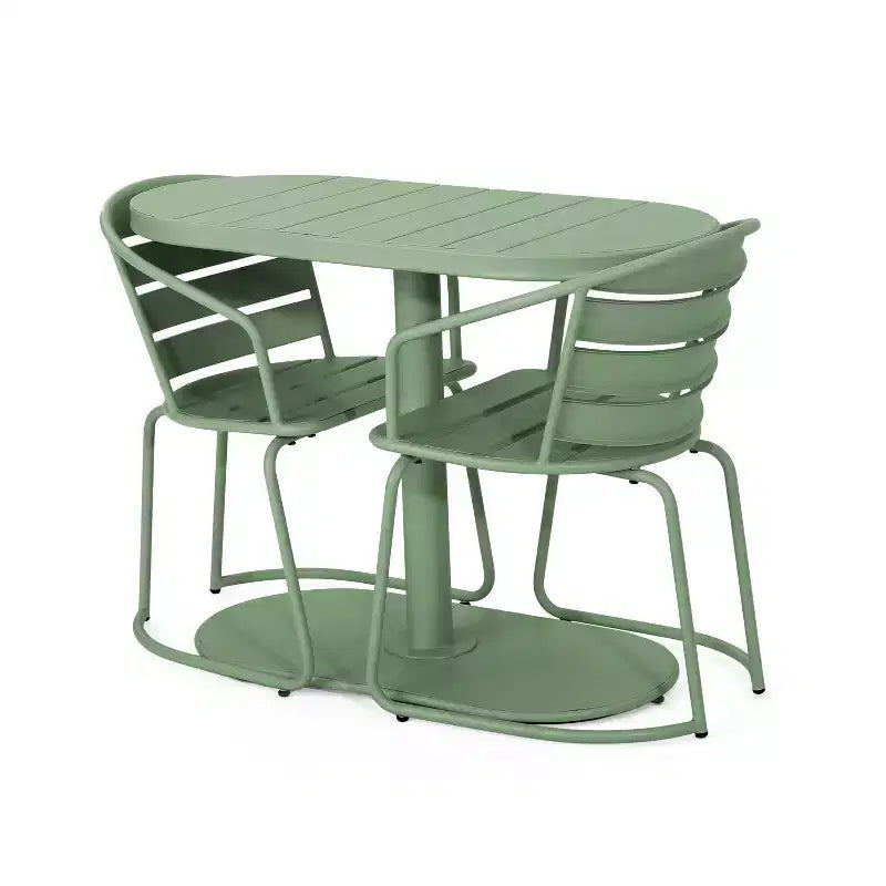 Christopher Knight Home Porto Ensemble bistrot moderne 3 pièces en fer avec table ovale d'extérieur