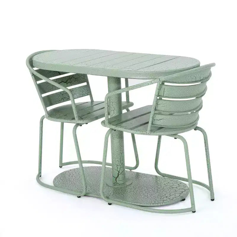 Christopher Knight Home Porto Ensemble bistrot moderne 3 pièces en fer avec table ovale d'extérieur