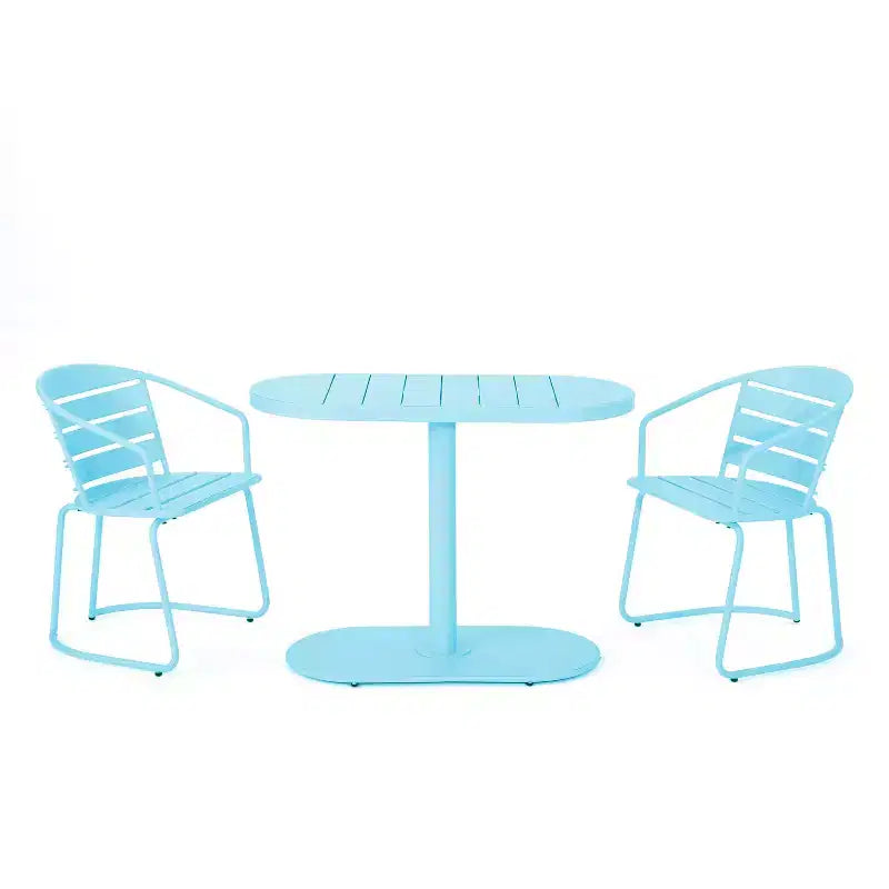 Christopher Knight Home Porto Ensemble bistrot moderne 3 pièces en fer avec table ovale d'extérieur
