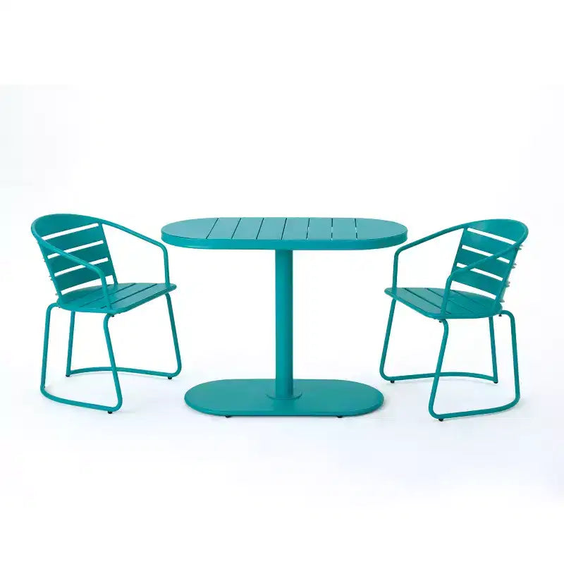 Christopher Knight Home Porto Ensemble bistrot moderne 3 pièces en fer avec table ovale d'extérieur