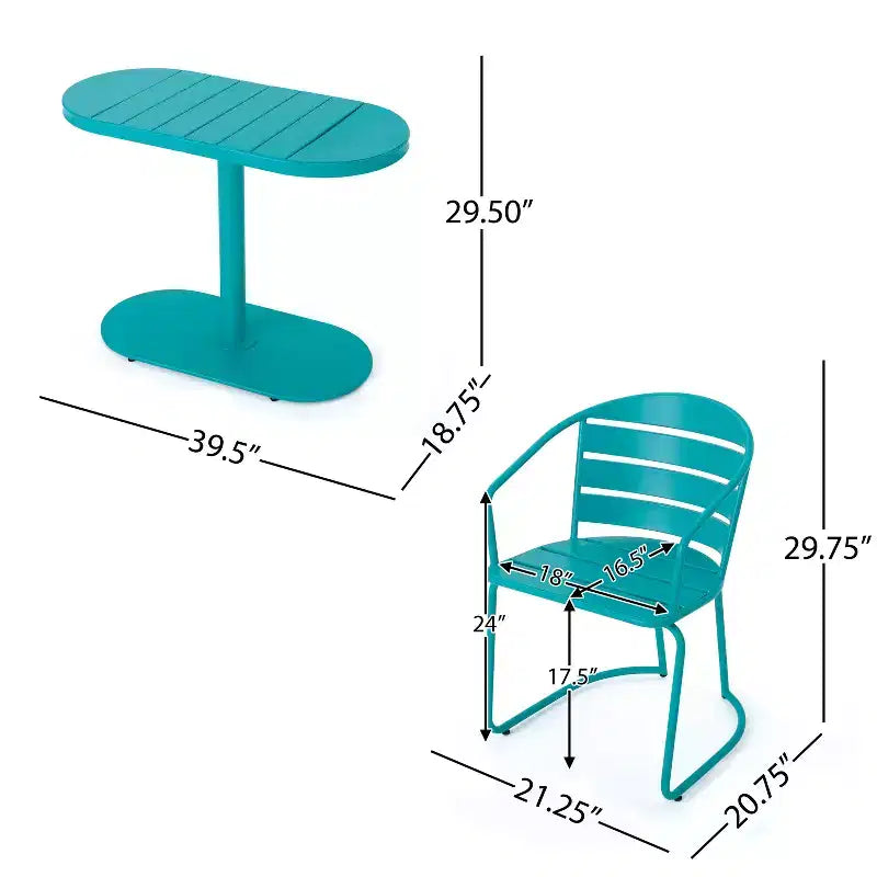 Christopher Knight Home Porto Ensemble bistrot moderne 3 pièces en fer avec table ovale d'extérieur