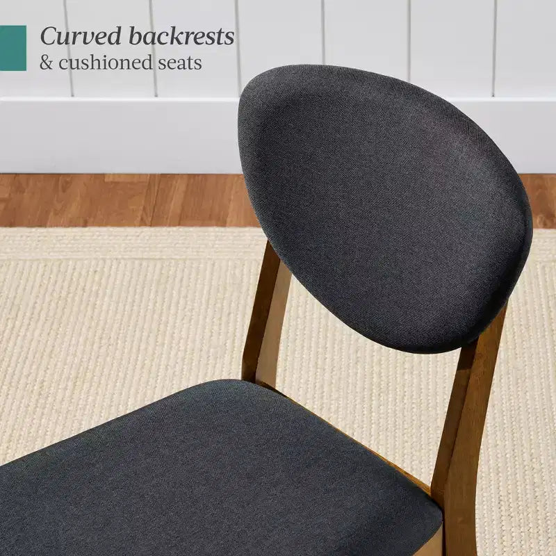 Best Choice Products ensemble 2 pièces chaise de salle à manger mid-century moderne en bois et rembourrée