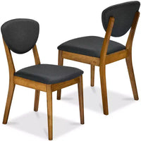Best Choice Products ensemble 2 pièces chaise de salle à manger mid-century moderne en bois et rembourrée