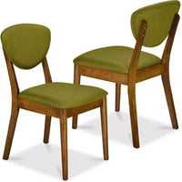Best Choice Products ensemble 2 pièces chaise de salle à manger mid-century moderne en bois et rembourrée