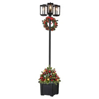 C Cattleya Lampadaire sur poteau complet 3 lumières 77,5in noir avec jardinière et verre trempé transparent
