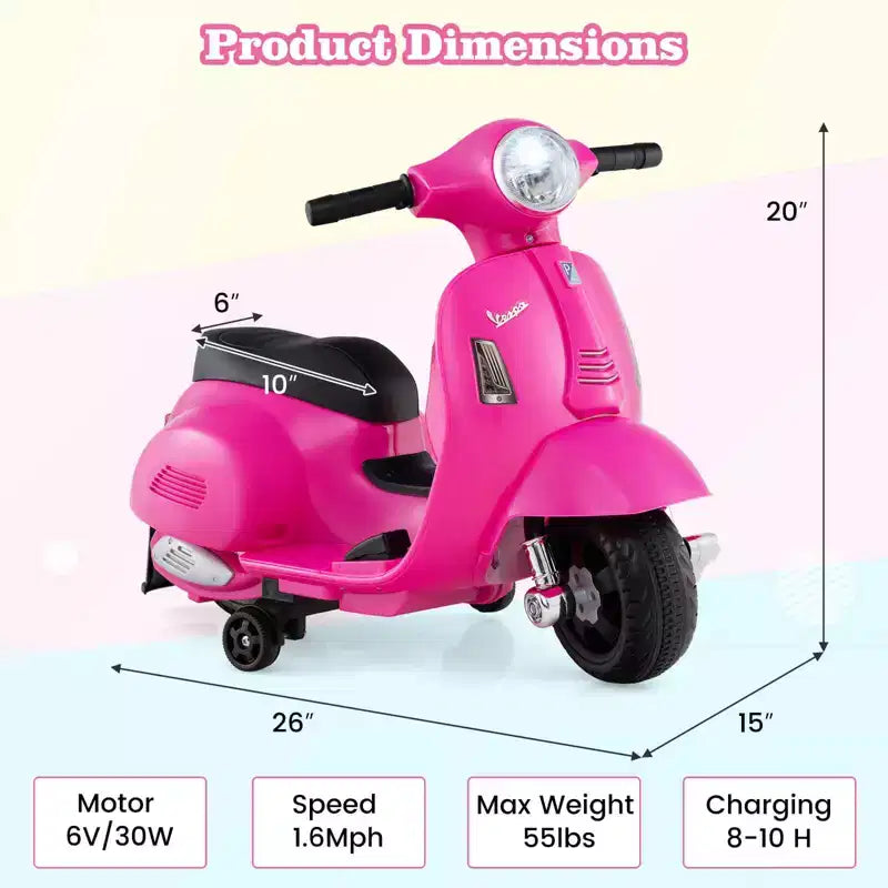 Costway Moto à enfourcher pour enfants avec roulettes d'apprentissage, phare, klaxon, batterie 6V