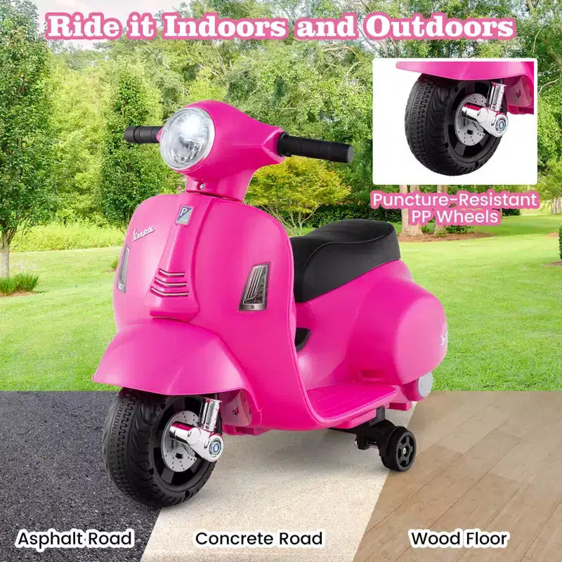 Costway Moto à enfourcher pour enfants avec roulettes d'apprentissage, phare, klaxon, batterie 6V