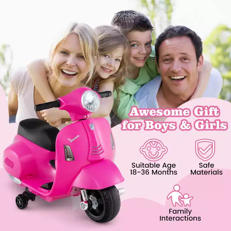 Costway Moto à enfourcher pour enfants avec roulettes d'apprentissage, phare, klaxon, batterie 6V