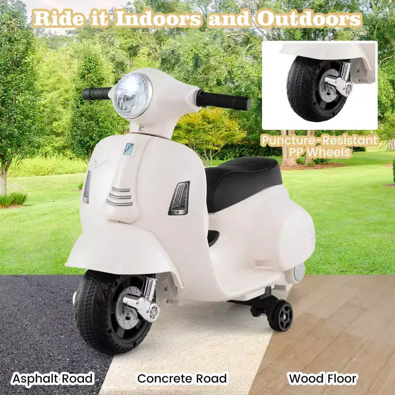 Costway Moto à enfourcher pour enfants avec roulettes d'apprentissage, phare, klaxon, batterie 6V