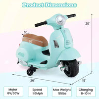 Costway Moto à enfourcher pour enfants avec roulettes d'apprentissage, phare, klaxon, batterie 6V