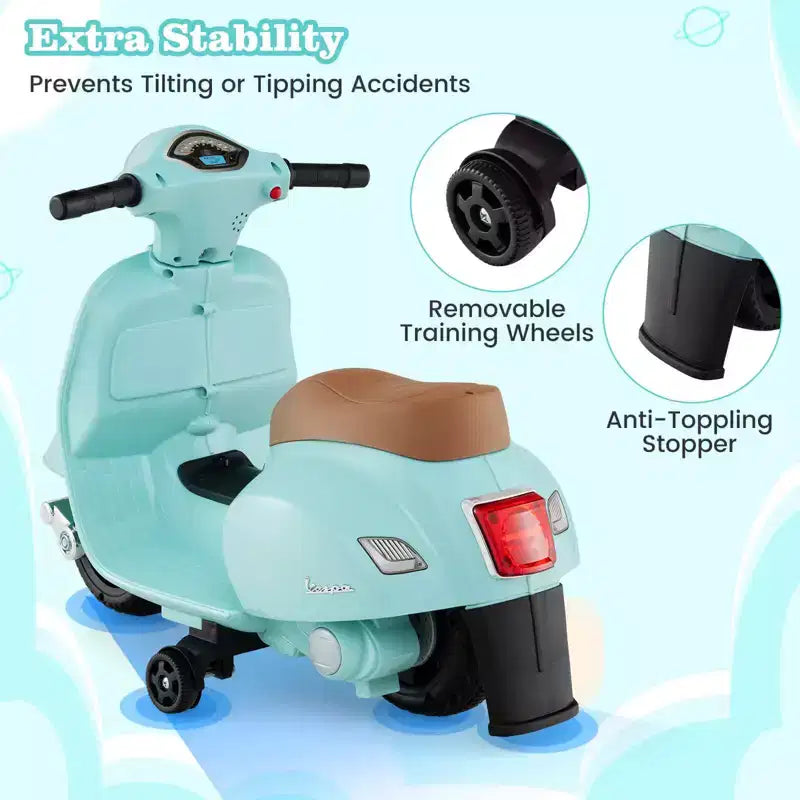 Costway Moto à enfourcher pour enfants avec roulettes d'apprentissage, phare, klaxon, batterie 6V