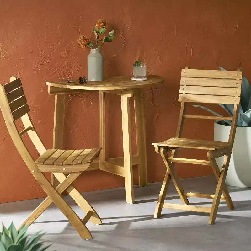 GDFStudio Pavillon extérieur 3 pièces en bois d'acacia pliable pour bistrot