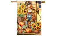 Briarwood Lane Drapeau de maison d'automne 40x28 pour l'extérieur, épouvantail campagnard For Fall