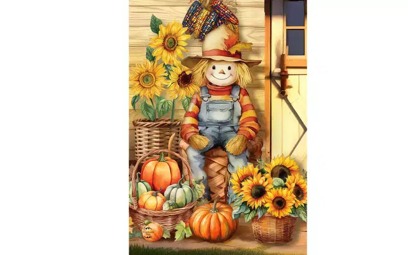 Briarwood Lane Drapeau de maison d'automne 40x28 pour l'extérieur, épouvantail campagnard For Fall