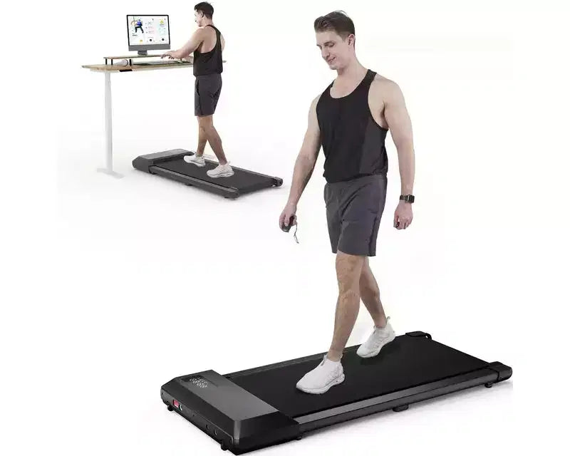 Tapis de Marche DeerRun 2 en 1 sous le Bureau, Tapis Roulant Silencieux de 2,5 CV pour la Course et le Jogging avec Télécommande pour la Maison et le Bureau