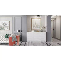 Commode horizontale Famapy pour chambre à coucher, moderne, minimaliste, poignées invisibles, blanc