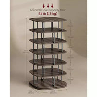 VASAGLE Range-chaussures à 7 niveaux, tour à chaussures rotative, organisateur de placard à chaussures, étagère à chaussures, 28-35 paires, 23,6 x 23,6 x 47,2 pouces