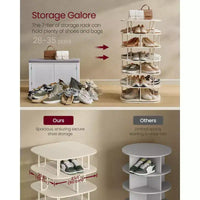 VASAGLE Range-chaussures à 7 niveaux, tour à chaussures rotative, organisateur de placard à chaussures, étagère à chaussures, 28-35 paires, 23,6 x 23,6 x 47,2 pouces