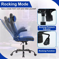 Chaise gaming BestMassage, chaise de bureau d'ordinateur avec soutien lombaire et appui-tête réglable et cuir PU, chaise gamer pour adultes