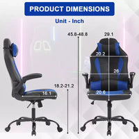Chaise gaming BestMassage, chaise de bureau d'ordinateur avec soutien lombaire et appui-tête réglable et cuir PU, chaise gamer pour adultes