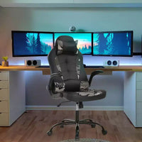 Chaise gaming BestMassage, chaise de bureau d'ordinateur avec soutien lombaire et appui-tête réglable et cuir PU, chaise gamer pour adultes