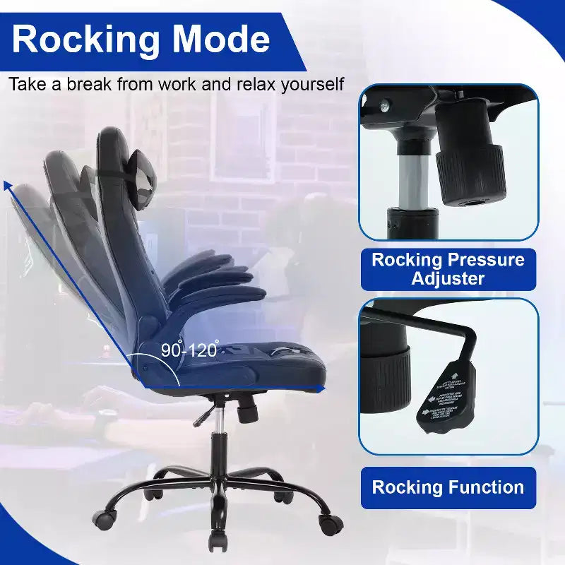 Chaise gaming BestMassage, chaise de bureau d'ordinateur avec soutien lombaire et appui-tête réglable et cuir PU, chaise gamer pour adultes