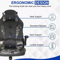 Chaise gaming BestMassage, chaise de bureau d'ordinateur avec soutien lombaire et appui-tête réglable et cuir PU, chaise gamer pour adultes