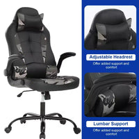 Chaise gaming BestMassage, chaise de bureau d'ordinateur avec soutien lombaire et appui-tête réglable et cuir PU, chaise gamer pour adultes