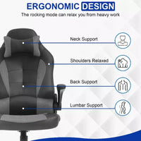 Chaise gaming BestMassage, chaise de bureau d'ordinateur avec soutien lombaire et appui-tête réglable et cuir PU, chaise gamer pour adultes